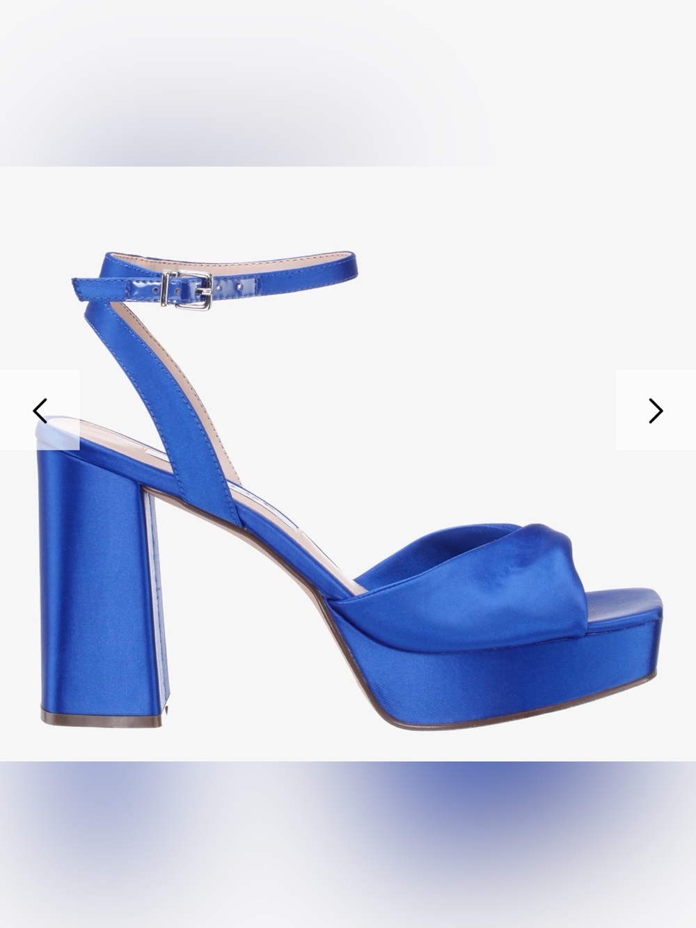 NWT Nina “STACIE” Electric Blue Satin Platform Block Heel Sandal 7.5
